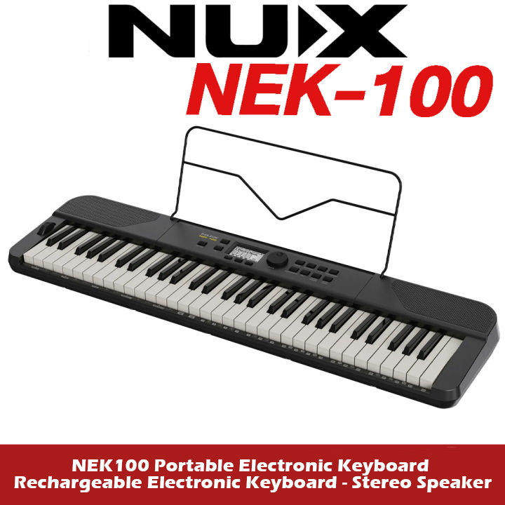 NUX NEK100 Portable Electronic Rechargeable Keyboard, Electronic Stereo Speaker Keyboard